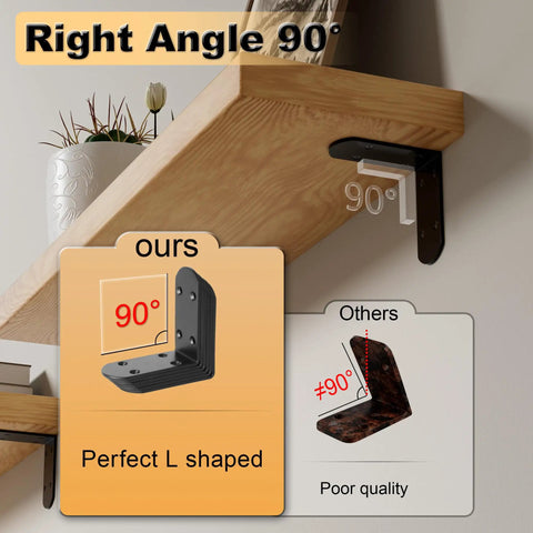 Solid As A Rock Heavy Duty L Brackets Quick Fix Corner Supports Stainless Steel under shelving, 90-degree angles for support.