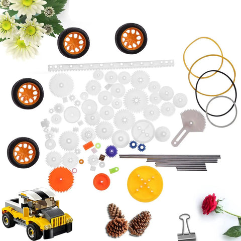 78 Piece Plastic Gear Set With Pulleys Belts Shafts DIY Kit For Toys And Models Durable White Plastic Gears Assortment