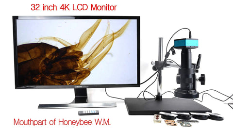 Rock Solid 4K Industrial Microscope Camera Built With HDMI And USB Links For Gritty Pcb Fixes And Cpu Solder Work delivering clear views on a 32 inch LCD.