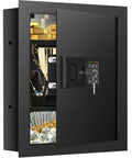 17.72 Inch Tall Fireproof Wall Safe Between Studs With Digital Keypad Hidden Safe For Guns Money Jewelry Passports Black