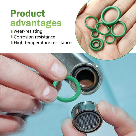 270 Piece Car AC Seal Gasket O Ring Kit With 18 Sizes Nitrile Rubber for oil gas water high temperature, shown in use and close-up view
