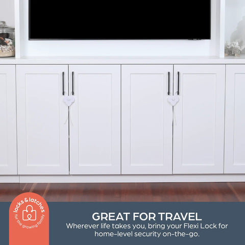 Flexi Lock Cabinet And Drawer Locks With Multi Touch Release System White 2 Pack No Brainer Kid Proofing on cabinet doors