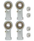 Heavy Duty Female Rod End Bearings With 3/8 Inch Bore 3/8-24 Rh Thread Alloy Steel Construction four pack with mounting nuts.