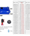 Go To Portable Water Storage Bag With Faucet 757 Liters 200 Gallon Capacity size chart and accessories