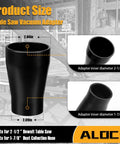 Table Saw Vacuum Adapter That Lets You Hookup The Two And A Half Inch Table Saw Outlet To A One And Seven Eighths Inch Shop Vac Hose For Dewalt DWE7491RS And DXV10P Dust Collectors; adapter size diagram with dimensions.