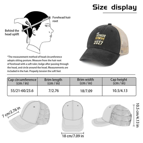 Size chart and All Season Trucker Cap For Men And Women With Adjustable Buckle Cute Stylish Hat For Everyday Wear Comfortable Fit