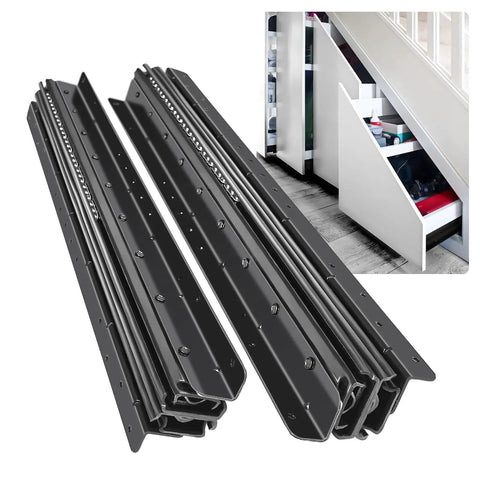 Beefy Undermount Drawer Slides 16 24 32 40 Inch With 260lb Load Capacity Concealed Bottom Mount Runners for cabinets and stairs