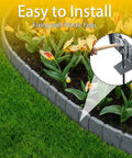 24 Foot Stone Look Landscape Edging Kit With 30 Panels And 30 Anchoring Spikes, 4 Inch Tall Garden Border Fence installation view