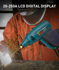 Person using Portable 110V Welding Machine Kit With IGBT Inverter Arc Welder, MMA Gun, Hot Start for home shop welding
