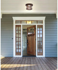 Front porch with Washburn LED Outdoor Indoor Ceiling Light With Clear Seedy Glass, 20W Integrated LED, Rustic Bronze Finish