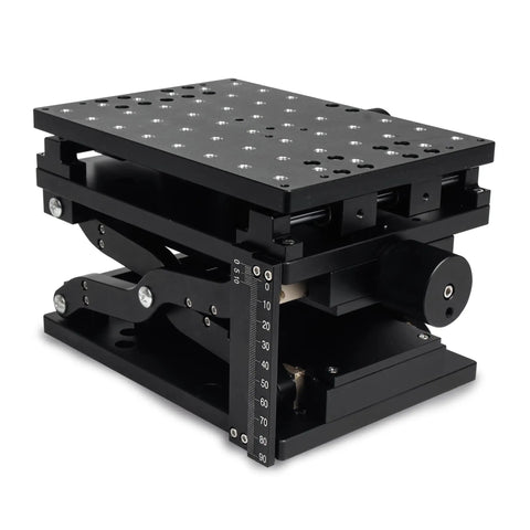 Pro Grade XZ Axis Manual Stage With 50 X 120mm Stroke Sliding Table Rotation And Positioning Platform in anodized black aluminum