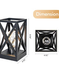 Dimensions of 2 Pack Retro Battery Powered Table Lamps Cordless Nightlight Set, black finish lantern style, 4.92 x 8.94 inches.
