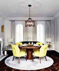 Convertible Three Light Farmhouse Chandelier With Pendant Or Semi Flush Mount Ceiling Light in dining room setting