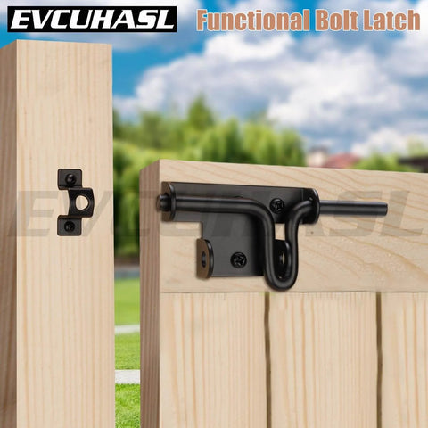 Bi Directional Slide Bolt Gate Latch With Padlock Hole Heavy Duty Sliding Door Lock Hardware for wooden fence black finish