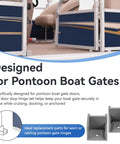 Gate Door Stop Hinge Set For Pontoon Boats Anti Rattle Left and Right shown with pontoon gate doors and hinge parts