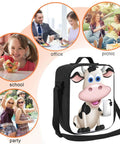 Ultimate Kickass Insulated Lunch Bag For Guys And Gals Featuring Hella Tough Leak Proof Peva Lining Heavy Duty Cooler Tote with cow design.