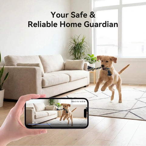 4K White Hidden Camera Thermometer Hygrometer WiFi Spy Nanny Cam For Real Time Temperature Humidity Monitoring With Stable Connection Dual Storage And Multi User Access showing pet room monitoring