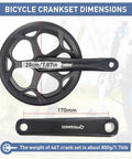Crankset 170mm 48T Square Taper Aluminum Arm Ride Ready Universal Fit For City Fat EBikes And Folding Bikes