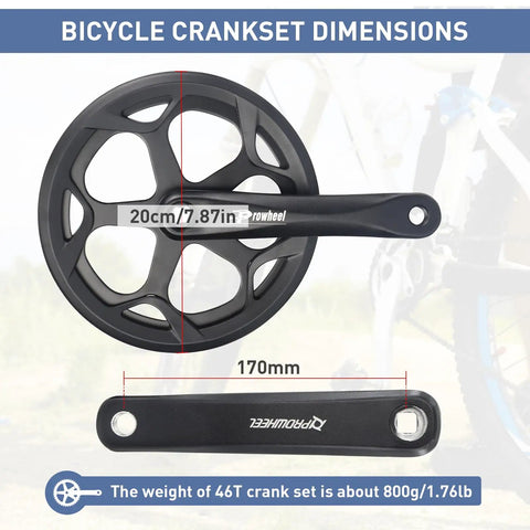 Crankset 170mm 48T Square Taper Aluminum Arm Ride Ready Universal Fit For City Fat EBikes And Folding Bikes