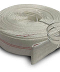 Heavy Duty 4 Inch Fire Hose 100 Ft Roll White With Red Stripe 100 Percent Polyurethane Clothlike Construction