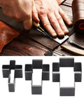 Cross Shape Leather Cutting Die Kit For DIY Leather Crafts Manual Punch Tool Set in alloy steel shown with leatherworking tools