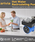 Hot Water Recirculating Pump Kit with Timer for Tank Water Heaters, 110V Electric Circulator shown in a kitchen with happy users.