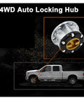 Heavy Duty Mechanical Locking Hubs Delivering Slick Free Wheel Action And 26 Spline Bolt Up For Suzuki Samurai Jimny Vitara Sierra Aluminum Castings 4381060A00 close-up of locking hub with 4WD truck silhouette