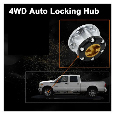 Heavy Duty Mechanical Locking Hubs Delivering Slick Free Wheel Action And 26 Spline Bolt Up For Suzuki Samurai Jimny Vitara Sierra Aluminum Castings 4381060A00 close-up of locking hub with 4WD truck silhouette
