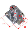 Solid Zinc Alloy Cabinet Lock With Keys For Drawer And Desk Security, detailed dimensions shown for easy installation.