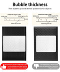 Image showing comparison of bubble thickness in 4x7 Inch Padded Self Seal Bubble Mailers Pack Of 100 Opaque Black Waterproof Shipping Envelopes With 360 Degree Bubble Cushion, Strong Tear Resistant Exterior, Lightweight Protection For Delicate Items And Quick Packing.