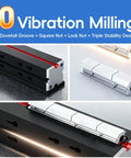 Top Tier Mini Metal Milling Machine And Vertical Mill Lathe With Slick Electroplated Body 36 Watt Motor Cranking 20000 RPM showing dovetail groove and lock nut design.