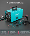 3 In 1 MIG TIG Stick Welder, 145 Amp, 110V 220V Gasless Flux Core Welder With Digital Screen and accessories on display