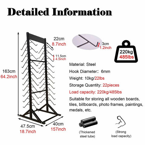 Large Capacity Heavy Duty Rock Solid Sample Rack For Building Materials Tile Display And Skirting Boards Top Shelf Storage Organizer, Steel, 220kg capacity.