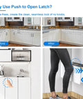 Eight Pack Heavy Duty Metal Push Latches For Cabinets And Drawers Push To Open Door Latch With Long Stroke Release No Knob Kitchen Cabinet Hardware For Sleek Seamless Closures And Easy Drawer Access visible in kitchen and living space usage.