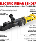 PEResQ Electric Rebar Bender 5/8 Inch Hydraulic Portable Bending Machine 1200W 120V showing adjustable handle and bending head.