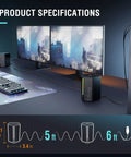 Immersive Gaming Desktop PC Speakers With Easy Volume Control And RGB Lighting Wired 3.5mm Aux Cable on desk setup