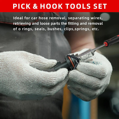 11 Piece Hook And Pick Set For Mechanics With LED Light And Telescoping Handle - Pro Grade Automotive Picks For Car Oil Seals O Rings Hoses Gasket Scraper Magnet Pickup Tool And Precision Remover, removing hose