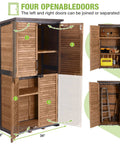 Heavy Duty Outdoor Storage Cabinet With Metal Frame And Floor, Durable Garden Tool Shed With Waterproof Sloped Roof, Adjustable Shelves