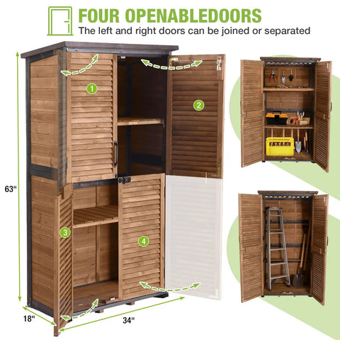Heavy Duty Outdoor Storage Cabinet With Metal Frame And Floor, Durable Garden Tool Shed With Waterproof Sloped Roof, Adjustable Shelves