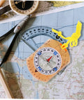 Orienteering Compass For Hiking And Backpacking, High Precision Outdoor Navigation Tool on map with ruler and accessories