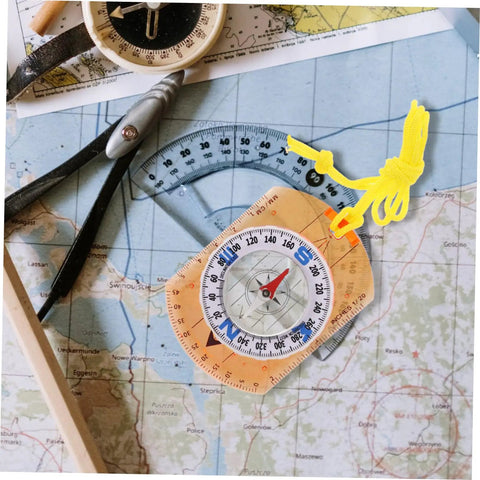 Orienteering Compass For Hiking And Backpacking, High Precision Outdoor Navigation Tool on map with ruler and accessories