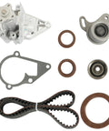 Keep Your Engine Rolling Smooth With This Premium Timing Belt Kit Fit For Hyundai Accent Kia Rio And Rio5 Featuring 1.5 Liter Or 1.6 Motors Built In 2011 Back To 1996 Includes Hardware And Tensioner To Make The Job Easy And Affordable For Home Work timing belt kit with water pump, seals, pulleys, and gasket