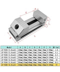 Heavy Duty 6 Inch Moving Cnc Vise Featuring Bombproof Clamping Power Rock Hard Stability Perfect Workbench Essential For Grinding Milling And Secure Lockdowns In Any Garage Or Pro Shop, shown with dimensions.