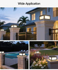 Hardwired Outdoor Post Lights 9.8 Inch Pillar Lamps illuminating entrance and garden with IP54 Aluminum LED Column Lanterns