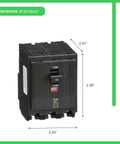 QO340CP Circuit Breaker Black With VisiTrip Indicator Plug On Design dimensions 2.99x2.91x2.24 inches