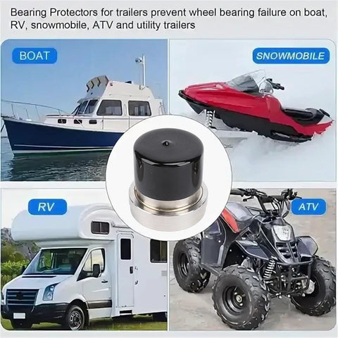 4 Piece Boat Trailer Wheel Bearing Protector Set With Stainless Steel Hub Grease Caps And Protective Bra Dual 2.441 Inch Design