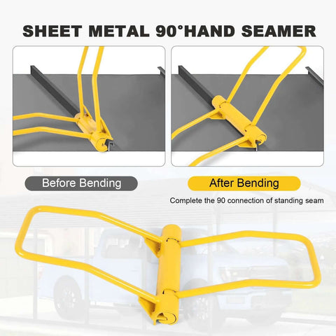 Heavy Duty Sheet Metal Bender Hand Seamer For 90 Degree Standing Seam Roofing Quick Bends And Precise Seams in use demonstration