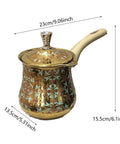 Versatile Milk Warmer And Coffee Pot With Long Handle Teapot Kettle 720ml Rust Resistant Multipurpose Workhorse Pot, ornate design