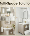 Brushed Gold Towel Bar Set 4-Piece with 23.6-Inch Towel Bar in different bathroom settings.