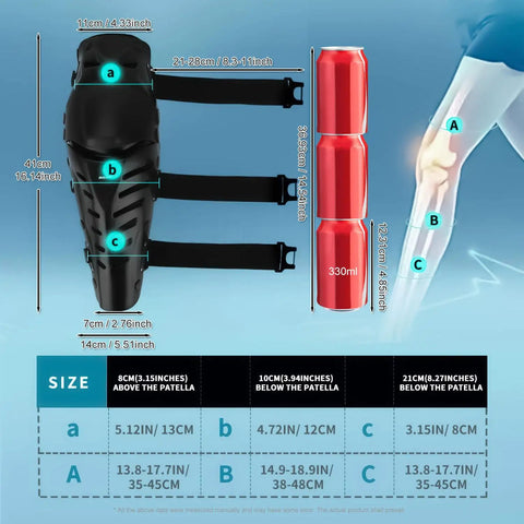 Protective Knee Pads For Motorcycle And Mountain Biking Adjustable Long Leg Sleeve Shin Guards Crashproof Nonslip Gear dimensions